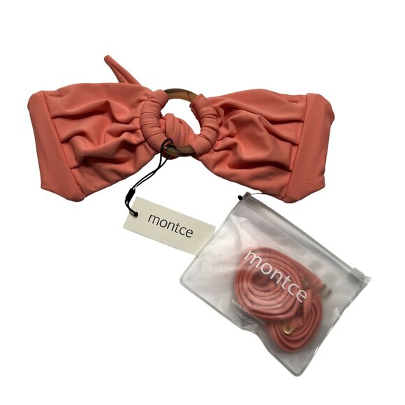 Montce Tori Ties Bandeau Bikini Top in Coral - Picture 1 of 5